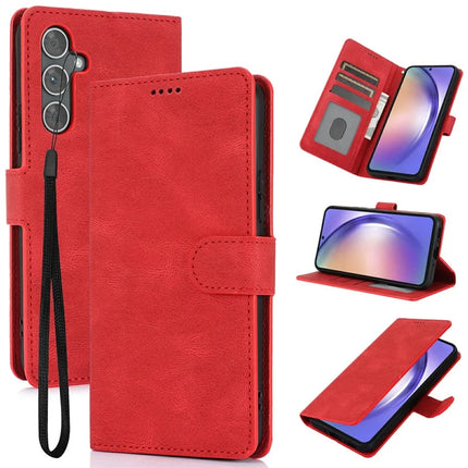 For Samsung Galaxy A26 5G Case PU Leather Phone Cover with Wallet Stand View - Red