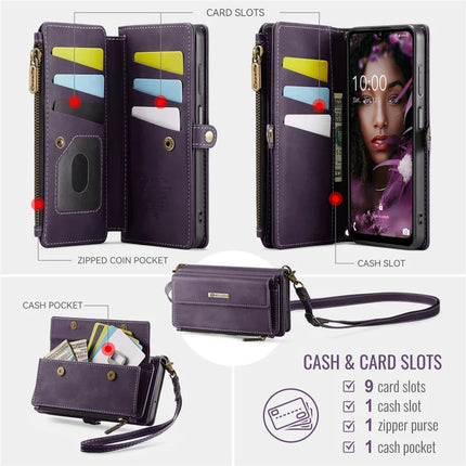 For Samsung Galaxy A14 5G Case CASEME C39 RFID Blocking Zipper Wallet Stand Leather Cover with Strap