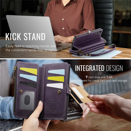 For Samsung Galaxy A14 5G Case CASEME C39 RFID Blocking Zipper Wallet Stand Leather Cover with Strap