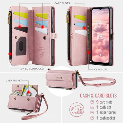 For Samsung Galaxy A14 5G Case CASEME C39 RFID Blocking Zipper Wallet Stand Leather Cover with Strap