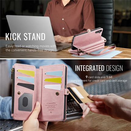 For Samsung Galaxy A14 5G Case CASEME C39 RFID Blocking Zipper Wallet Stand Leather Cover with Strap
