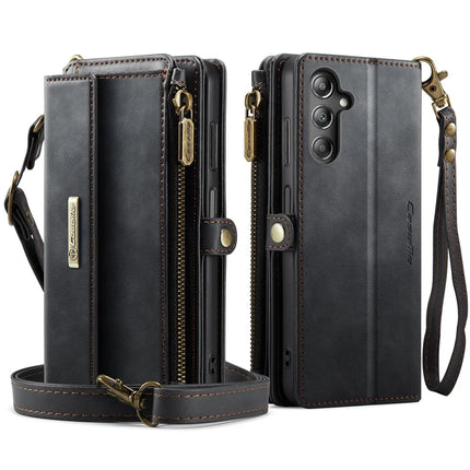 For Samsung Galaxy A14 5G Case CASEME C39 RFID Blocking Zipper Wallet Stand Leather Cover with Strap