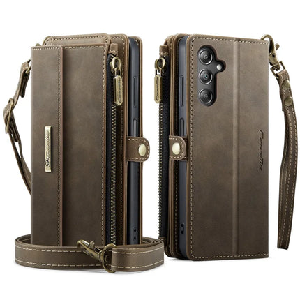 For Samsung Galaxy A14 5G Case CASEME C39 RFID Blocking Zipper Wallet Stand Leather Cover with Strap