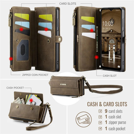 For Samsung Galaxy A14 5G Case CASEME C39 RFID Blocking Zipper Wallet Stand Leather Cover with Strap