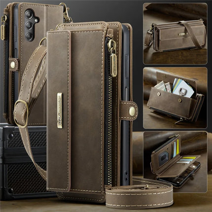 For Samsung Galaxy A14 5G Case CASEME C39 RFID Blocking Zipper Wallet Stand Leather Cover with Strap