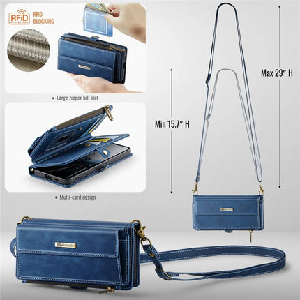 For Samsung Galaxy A14 5G Case CASEME C39 RFID Blocking Zipper Wallet Stand Leather Cover with Strap