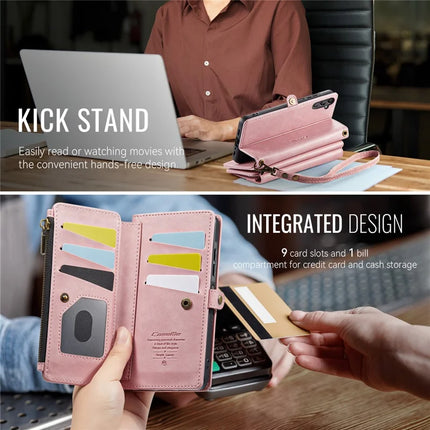 For Samsung Galaxy A15 5G Case CASEME C39 RFID Blocking Zipper Wallet Stand Leather Cover with Strap