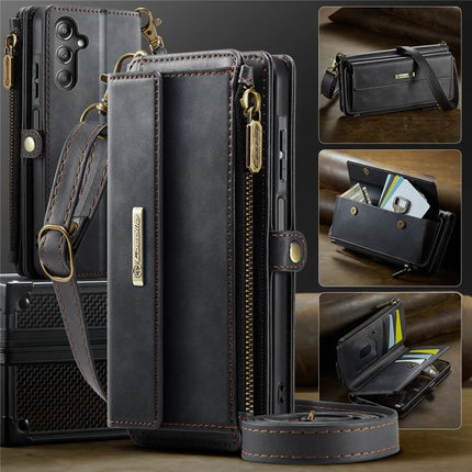 For Samsung Galaxy A15 5G Case CASEME C39 RFID Blocking Zipper Wallet Stand Leather Cover with Strap