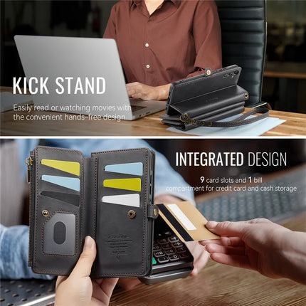 For Samsung Galaxy A15 5G Case CASEME C39 RFID Blocking Zipper Wallet Stand Leather Cover with Strap