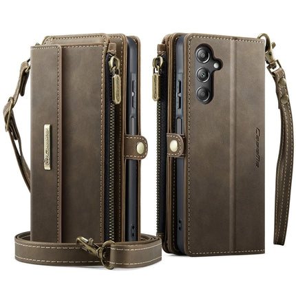 For Samsung Galaxy A15 5G Case CASEME C39 RFID Blocking Zipper Wallet Stand Leather Cover with Strap