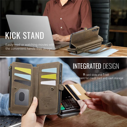 For Samsung Galaxy A15 5G Case CASEME C39 RFID Blocking Zipper Wallet Stand Leather Cover with Strap