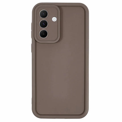 For Samsung Galaxy A56 5G Case Grooved Design TPU Anti-Slip Phone Cover - Brown