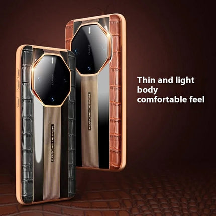 QIALINO For Huawei Mate 60 RS Ultimate Case Compatible with MagSafe Genuine Cow Leather TPU Phone Back Cover Business Style