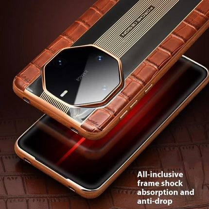 QIALINO For Huawei Mate 60 RS Ultimate Case Compatible with MagSafe Genuine Cow Leather TPU Phone Back Cover Business Style