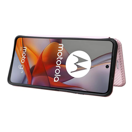 For Motorola Moto G75 5G Case Carbon Fiber Texture Drop-Proof PU Leather Phone Cover