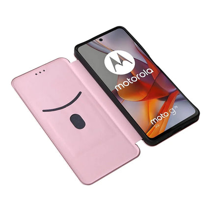 For Motorola Moto G75 5G Case Carbon Fiber Texture Drop-Proof PU Leather Phone Cover