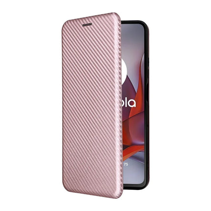 For Motorola Moto G75 5G Case Carbon Fiber Texture Drop-Proof PU Leather Phone Cover