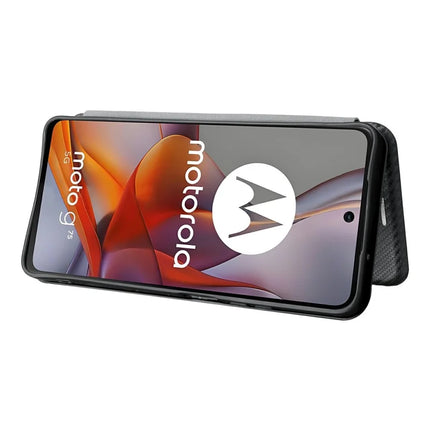 For Motorola Moto G75 5G Case Carbon Fiber Texture Drop-Proof PU Leather Phone Cover