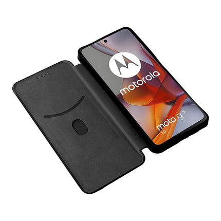 For Motorola Moto G75 5G Case Carbon Fiber Texture Drop-Proof PU Leather Phone Cover