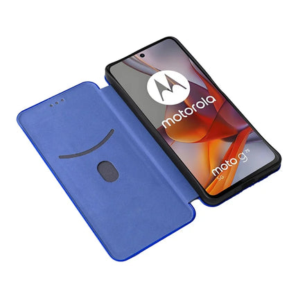 For Motorola Moto G75 5G Case Carbon Fiber Texture Drop-Proof PU Leather Phone Cover