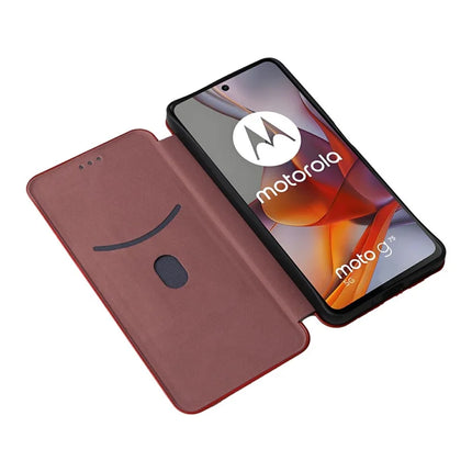 For Motorola Moto G75 5G Case Carbon Fiber Texture Drop-Proof PU Leather Phone Cover