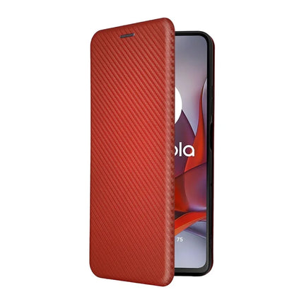For Motorola Moto G75 5G Case Carbon Fiber Texture Drop-Proof PU Leather Phone Cover