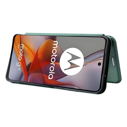 For Motorola Moto G75 5G Case Carbon Fiber Texture Drop-Proof PU Leather Phone Cover