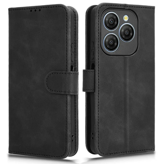 For Blackview Shark 9 5G Leather Case Skin-Feel Anti-Drop Wallet Flip Phone Cover - Black
