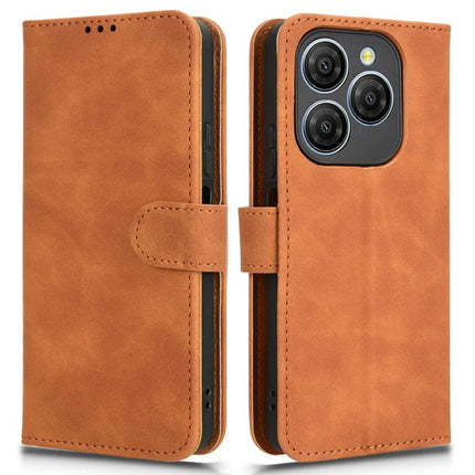 For Blackview Shark 9 5G Leather Case Skin-Feel Anti-Drop Wallet Flip Phone Cover - Brown