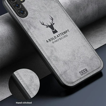For Samsung Galaxy A26 5G Case Deer Pattern Cloth Texture PU Leather Hybrid Phone Cover