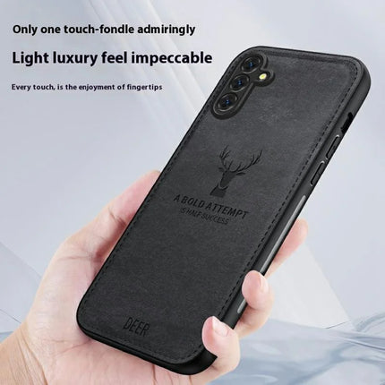 For Samsung Galaxy A26 5G Case Deer Pattern Cloth Texture PU Leather Hybrid Phone Cover