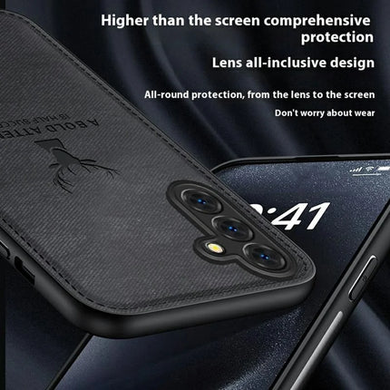 For Samsung Galaxy A26 5G Case Deer Pattern Cloth Texture PU Leather Hybrid Phone Cover