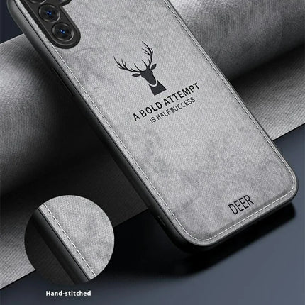 For Samsung Galaxy A56 5G Case Deer Pattern Cloth Texture PU Leather Hybrid Phone Cover