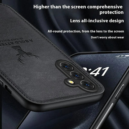 For Samsung Galaxy A56 5G Case Deer Pattern Cloth Texture PU Leather Hybrid Phone Cover