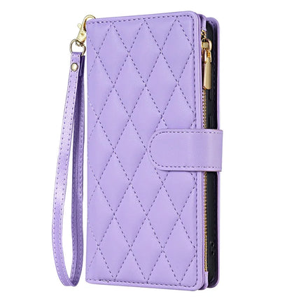 For Samsung Galaxy A16 5G  /  4G Case Rhombus Stitching Leather Wallet Phone Cover with Long  /  Short Strap