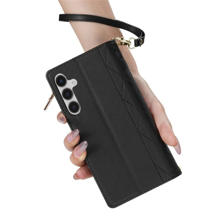 For Samsung Galaxy A16 5G  /  4G Case Rhombus Stitching Leather Wallet Phone Cover with Long  /  Short Strap