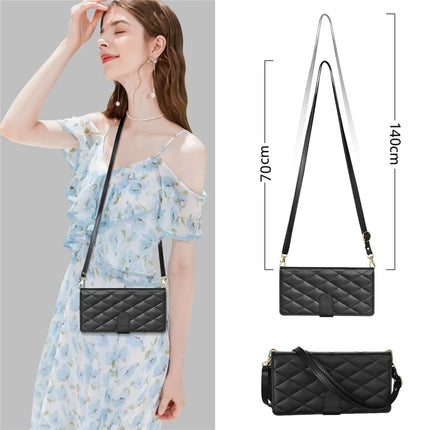 For Samsung Galaxy A16 5G  /  4G Case Rhombus Stitching Leather Wallet Phone Cover with Long  /  Short Strap