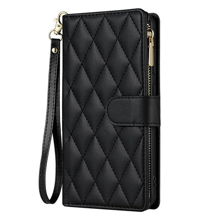For Samsung Galaxy A16 5G  /  4G Case Rhombus Stitching Leather Wallet Phone Cover with Long  /  Short Strap