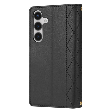 For Samsung Galaxy A16 5G  /  4G Case Rhombus Stitching Leather Wallet Phone Cover with Long  /  Short Strap