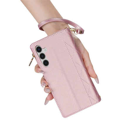 For Samsung Galaxy A16 5G  /  4G Case Rhombus Stitching Leather Wallet Phone Cover with Long  /  Short Strap