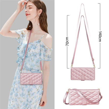 For Samsung Galaxy A16 5G  /  4G Case Rhombus Stitching Leather Wallet Phone Cover with Long  /  Short Strap