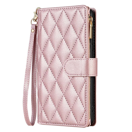 For Samsung Galaxy A16 5G  /  4G Case Rhombus Stitching Leather Wallet Phone Cover with Long  /  Short Strap