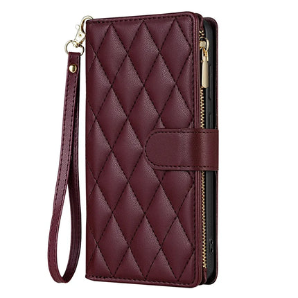 For Samsung Galaxy A16 5G  /  4G Case Rhombus Stitching Leather Wallet Phone Cover with Long  /  Short Strap
