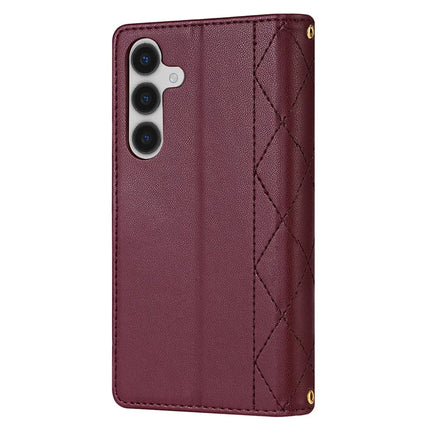 For Samsung Galaxy A16 5G  /  4G Case Rhombus Stitching Leather Wallet Phone Cover with Long  /  Short Strap