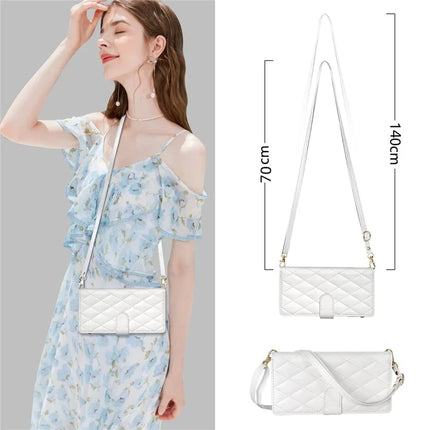 For Samsung Galaxy A16 5G  /  4G Case Rhombus Stitching Leather Wallet Phone Cover with Long  /  Short Strap