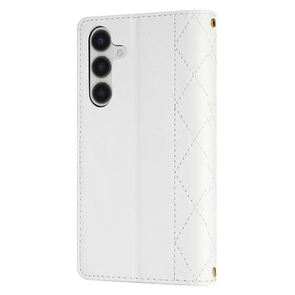 For Samsung Galaxy A16 5G  /  4G Case Rhombus Stitching Leather Wallet Phone Cover with Long  /  Short Strap