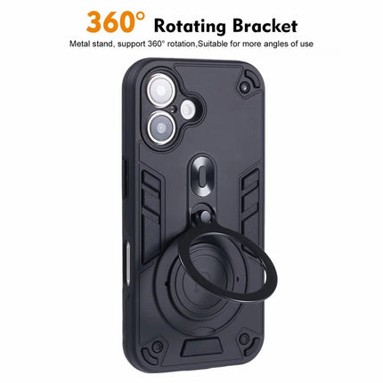 For iPhone 16 Plus Case Rotatable Kickstand PC+TPU Drop Protection Phone Cover
