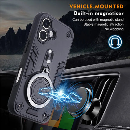 For iPhone 16 Plus Case Rotatable Kickstand PC+TPU Drop Protection Phone Cover