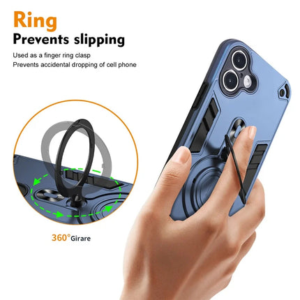 For iPhone 16 Plus Case Rotatable Kickstand PC+TPU Drop Protection Phone Cover