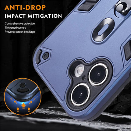 For iPhone 16 Plus Case Rotatable Kickstand PC+TPU Drop Protection Phone Cover
